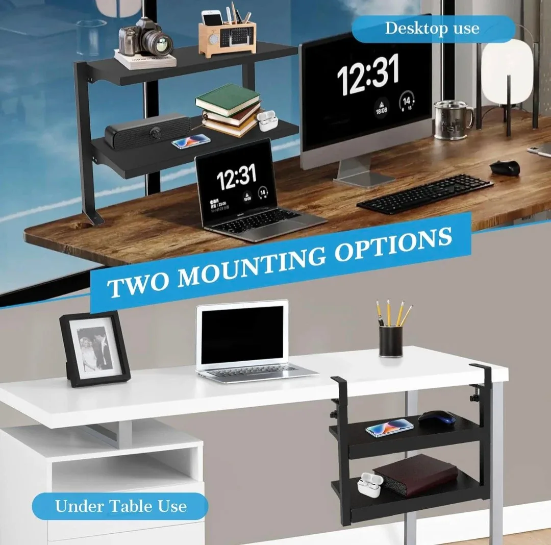 16" Clamp-On Adjustable Desk Shelf - 2-Tier image indicator(6)