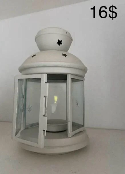 White Decorative Lantern with Star Cutouts