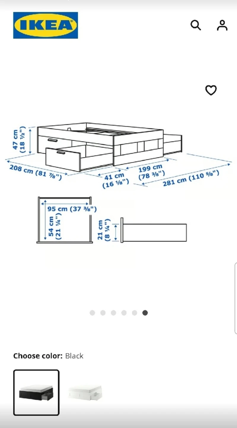 IKEA Brimnes King size Bed Frame with Storage - dark brown - photo 4