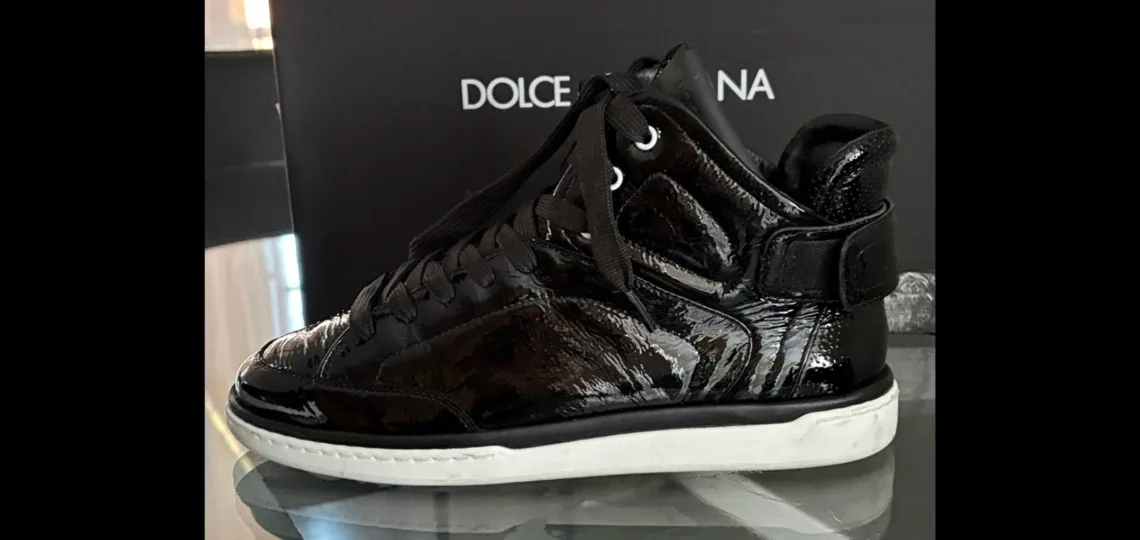Dolce & Gabbana Black Patent Leather High-Top Sneakers