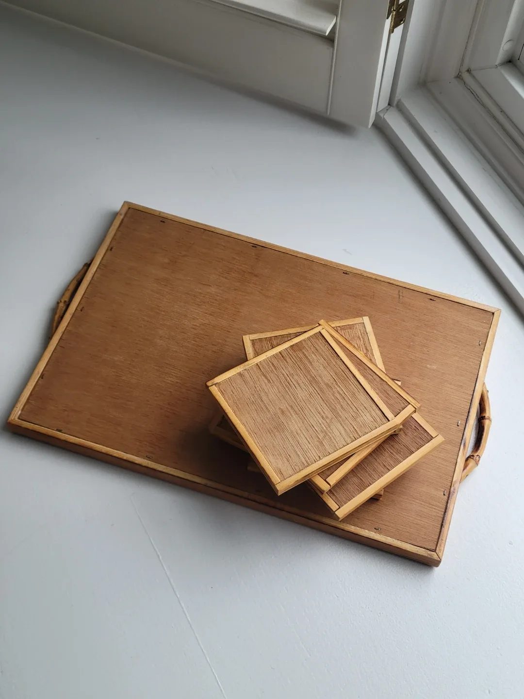 Vintage Wood Butterfly Tray and Coaster Set! image indicator(4)