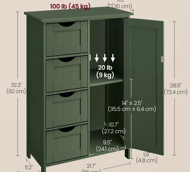 Green Cabinet with Drawers - photo 3