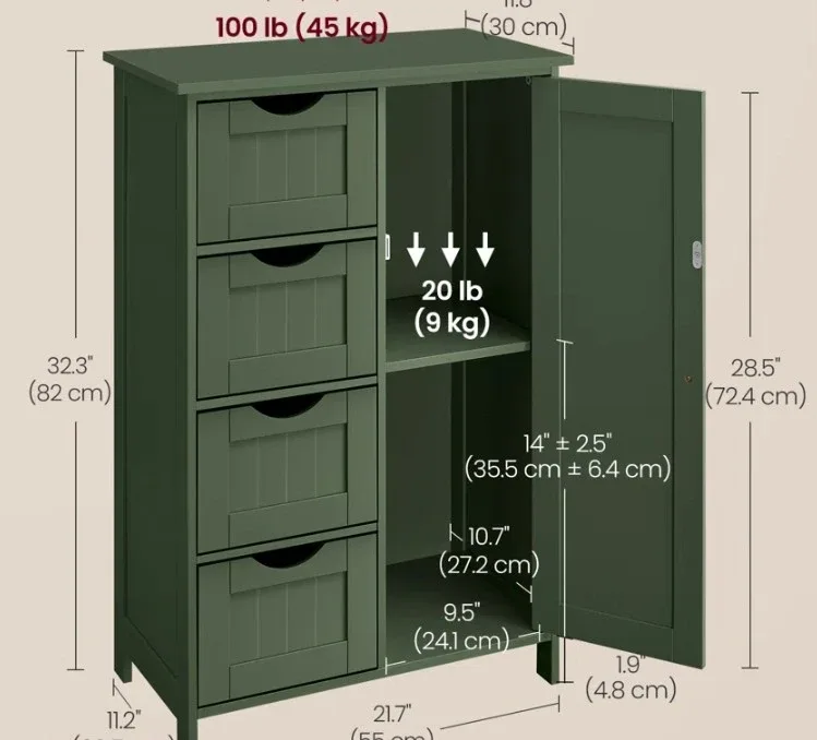 Green Cabinet with Drawers image indicator(3)