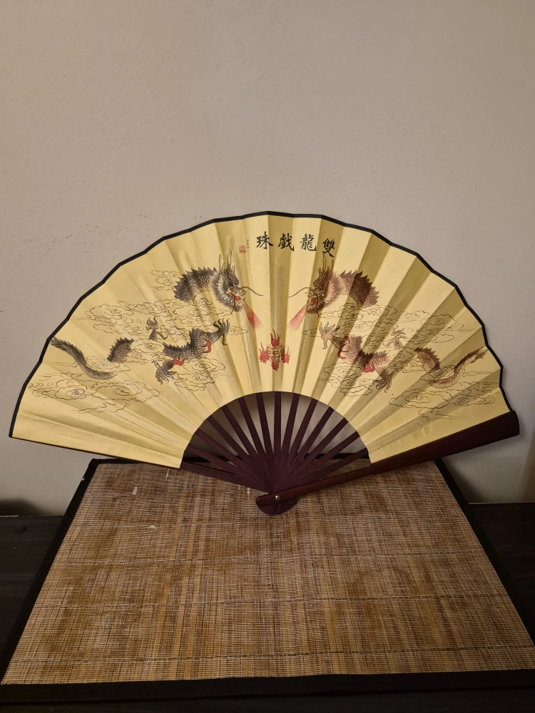 Decorative Hand Fan with Dragon Design