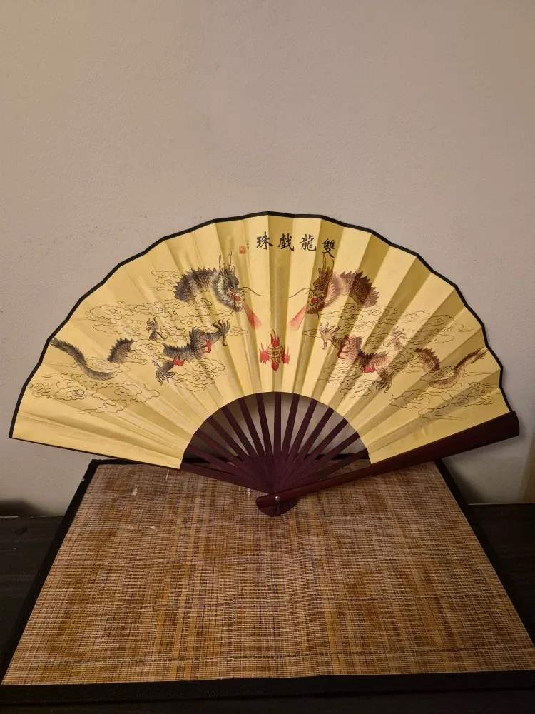 Decorative Hand Fan with Dragon Design