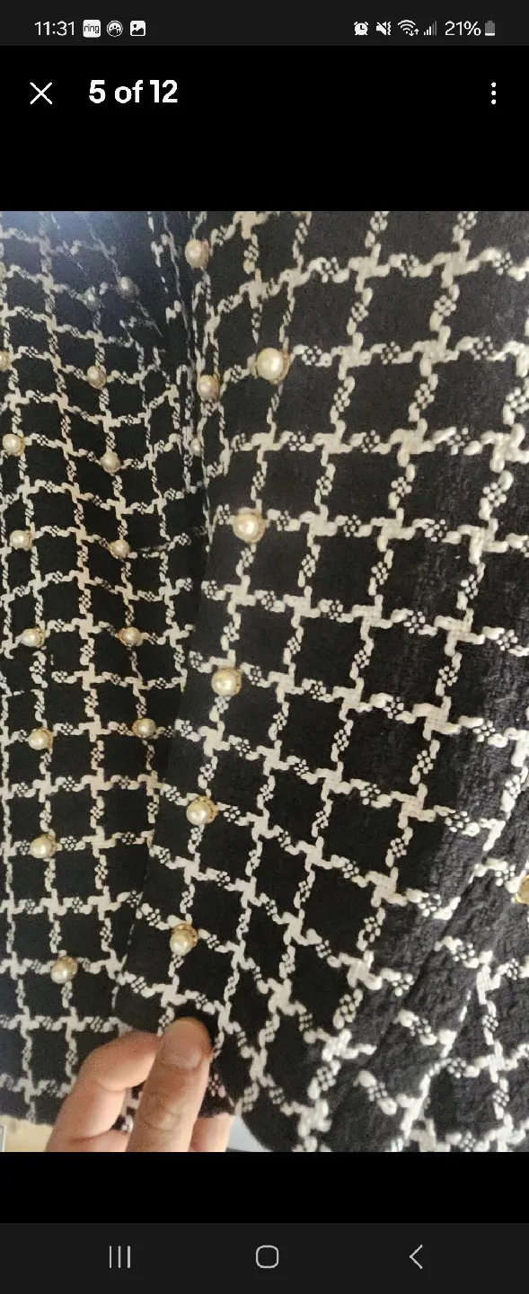 Boston Proper Houndstooth Pearl Embellished Jacket - M image indicator(5)