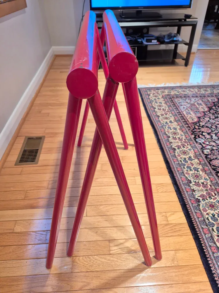 Red Metal Trestle Table legs (2) image indicator(6)