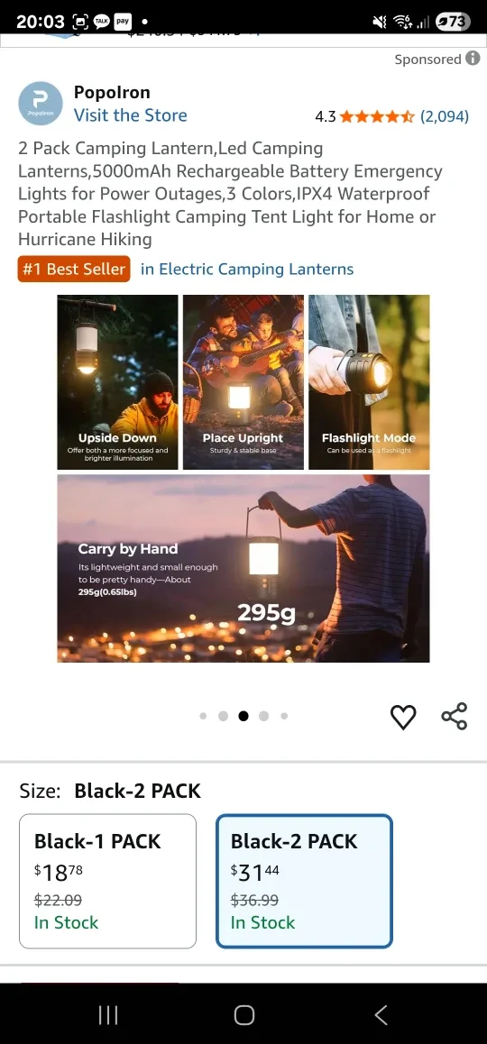 Portable LED Camping Lantern image indicator(10)