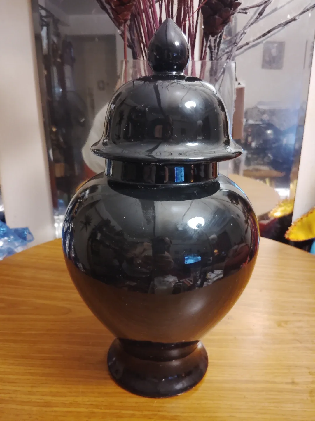 Black Decorative Urn with Lid thumbnail