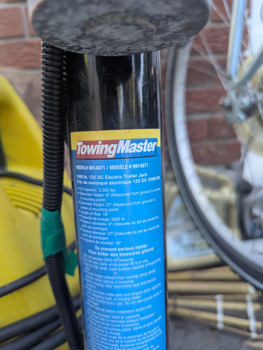 Towing Master 2500 lb Electric Trailer Jack - photo 3