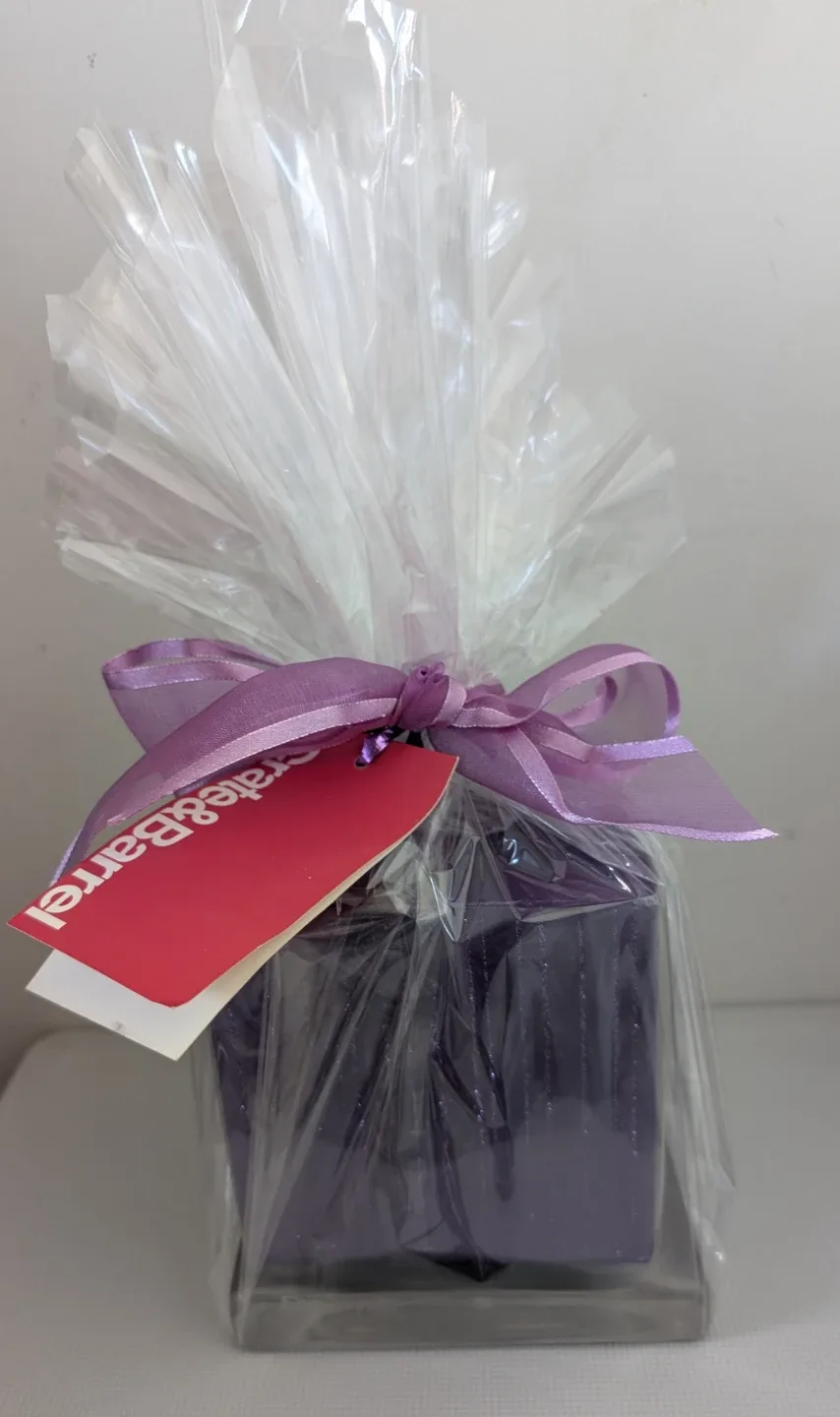 Purple Candle with Glass Coaster