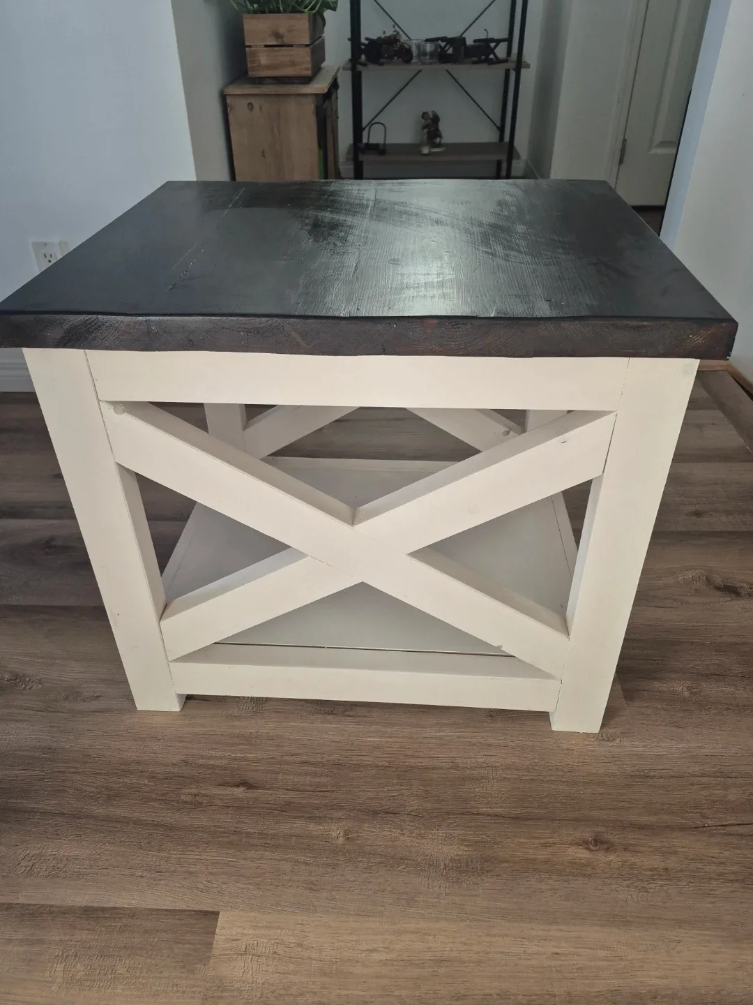 Custom Black & White Farmhouse Style End Table