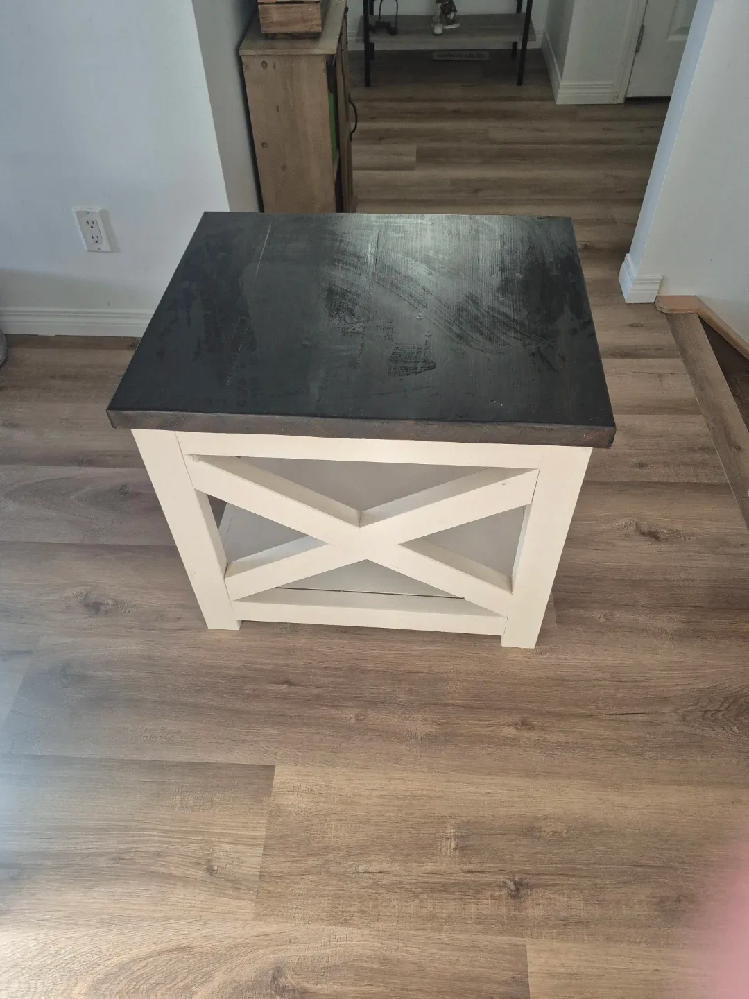 Custom Black & White Farmhouse Style End Table image indicator(2)