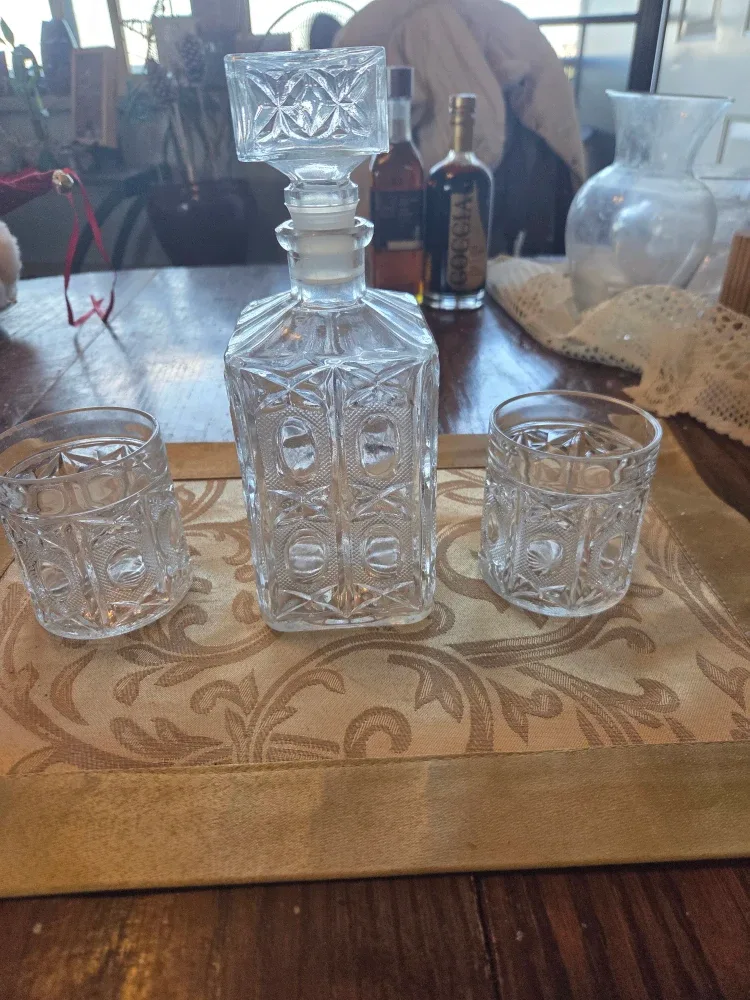 Crystal Decanter Set with Two Glasses thumbnail