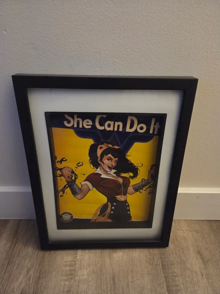 Wonder Woman "She Can Do It" Framed Art