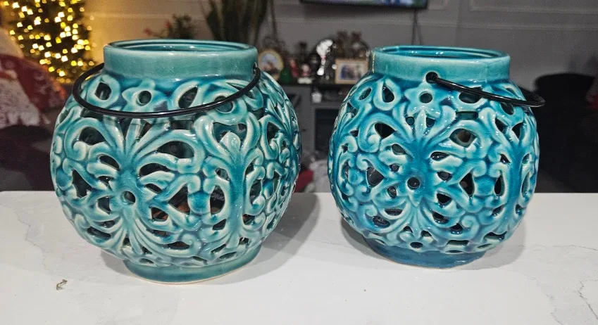 Teal Ceramic Vases (Set of 2)