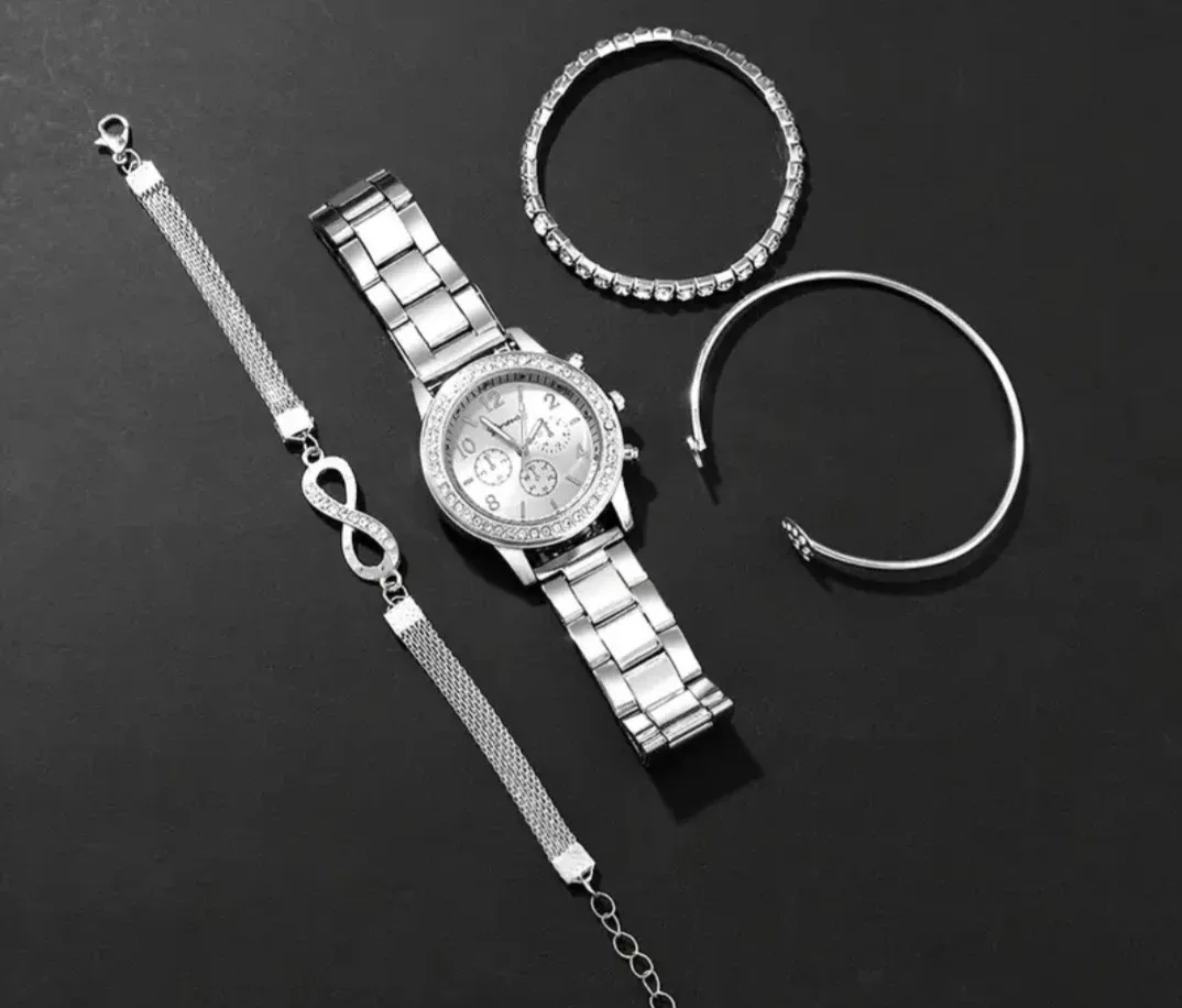 Geneva Silver Watch & Bracelet Set image indicator(3)
