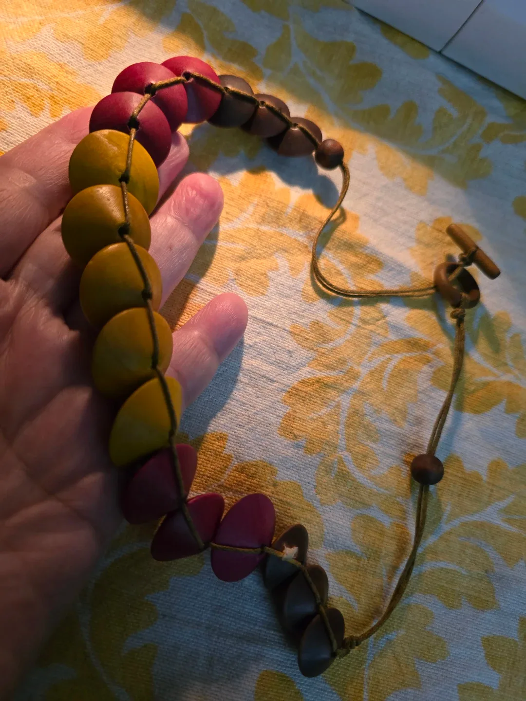 Wooden Bead Necklace - Yellow, Red, Brown image indicator(3)