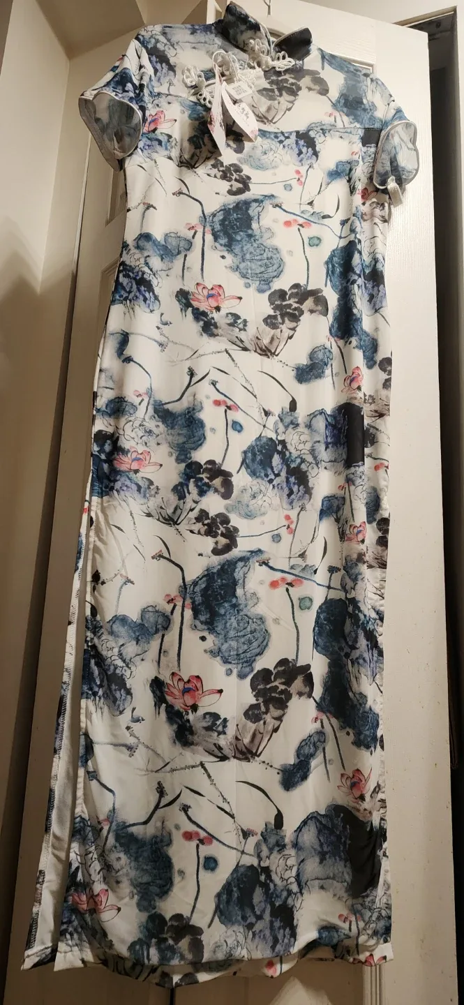 Floral Print Cheongsam Dress-L image indicator(2)