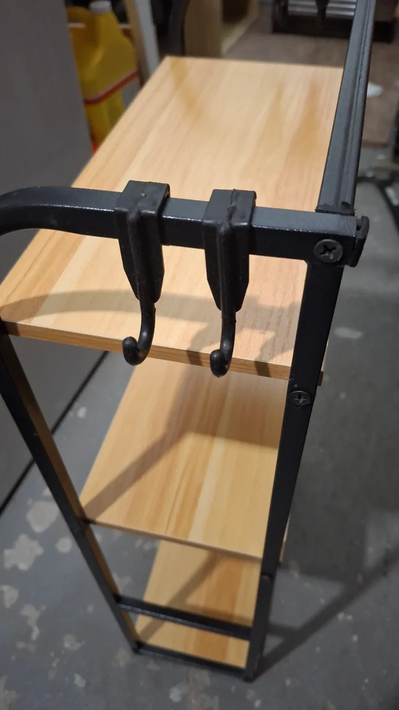 3-Tier Shelf Unit - Black Metal & Wood image indicator(6)