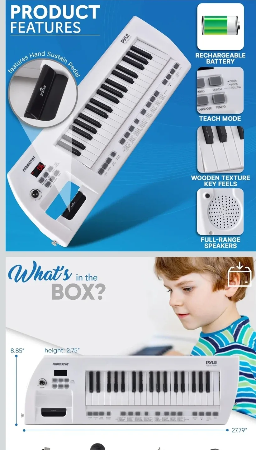 New Pyle, Portable Digital Electronic Piano 37 Keys image indicator(5)