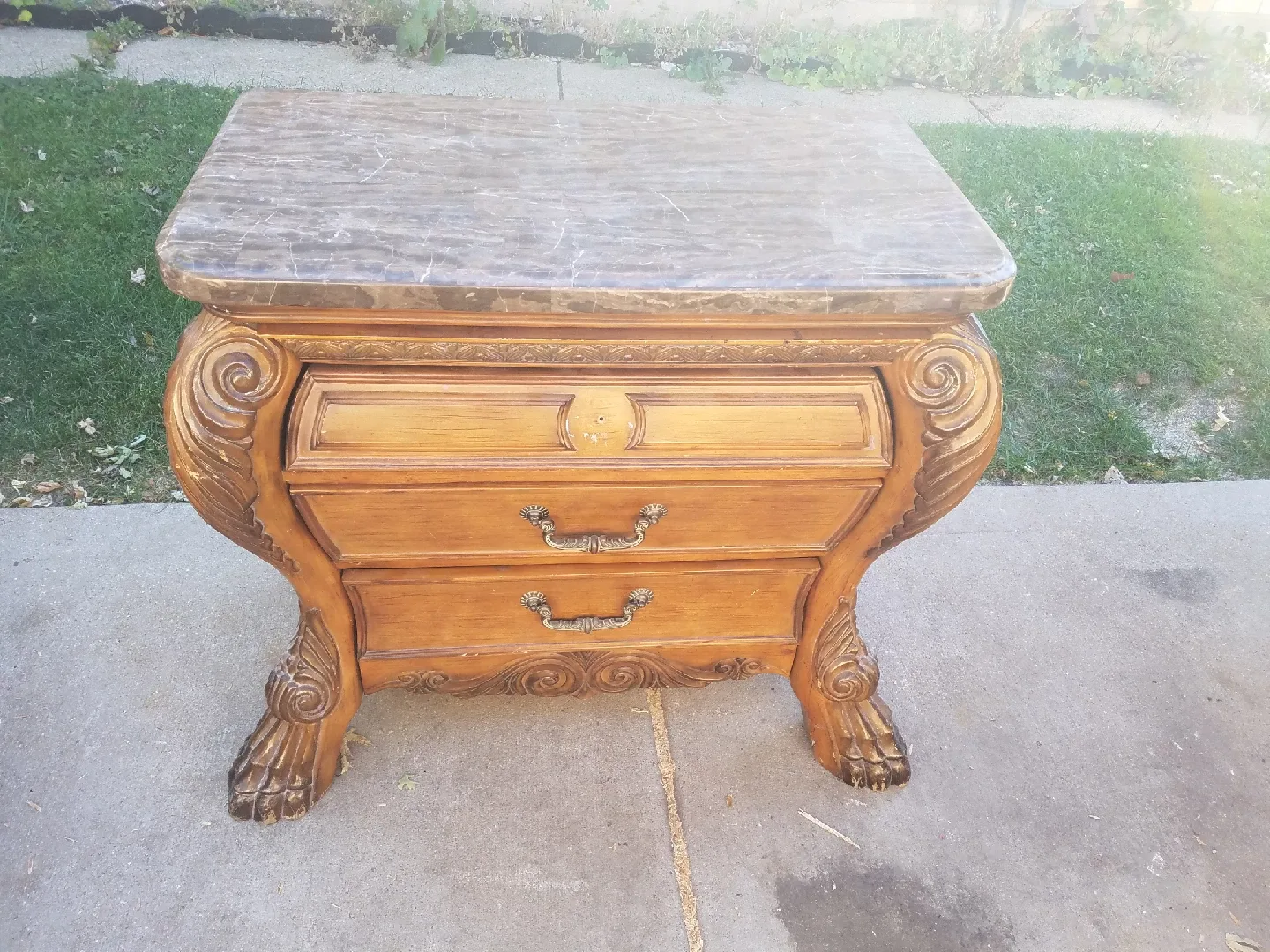 Michael Amini Marble Top Nightstand