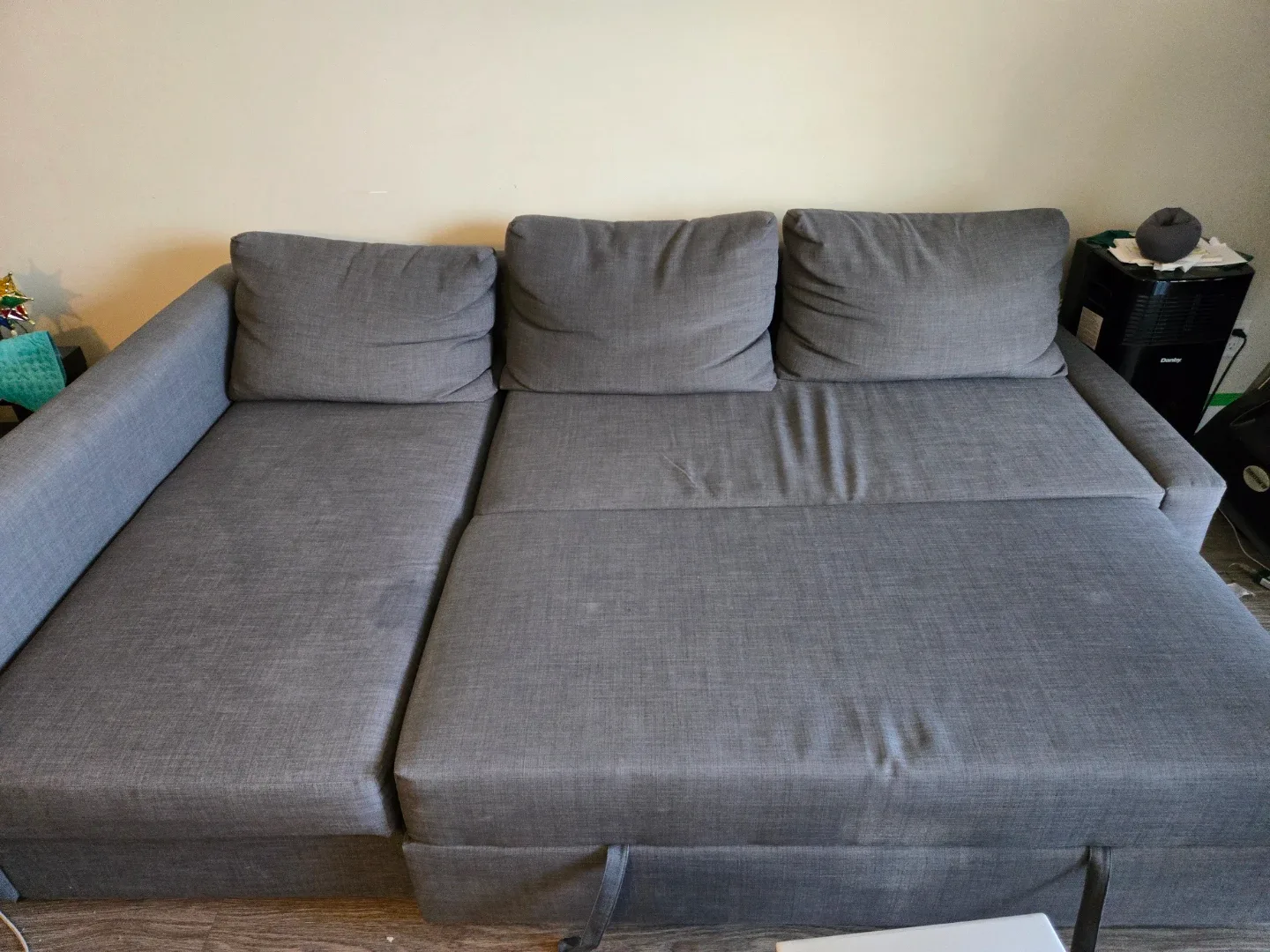 Grey Sectional Sofa turning bed with Storage image indicator(2)