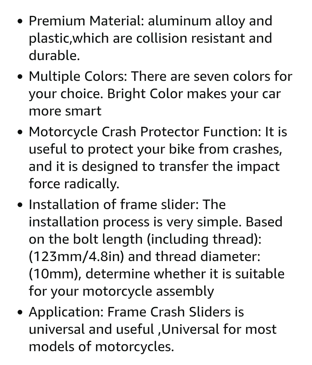 2 Brand New Universal Motorcycle Frame Sliders, Anti Crash image indicator(7)