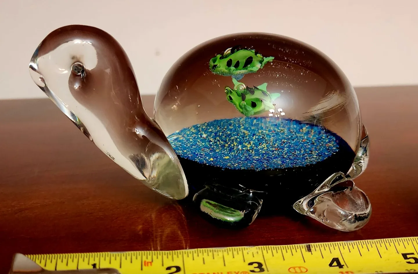 Glass Turtle Paper Weight with Frogs thumbnail
