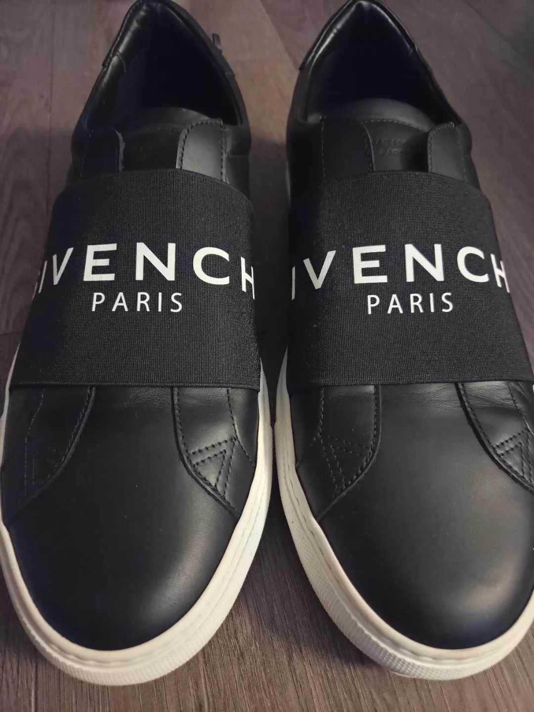 Givenchy Paris Black Leather Slip-On Sneakers SIZE 9.5 image indicator(2)