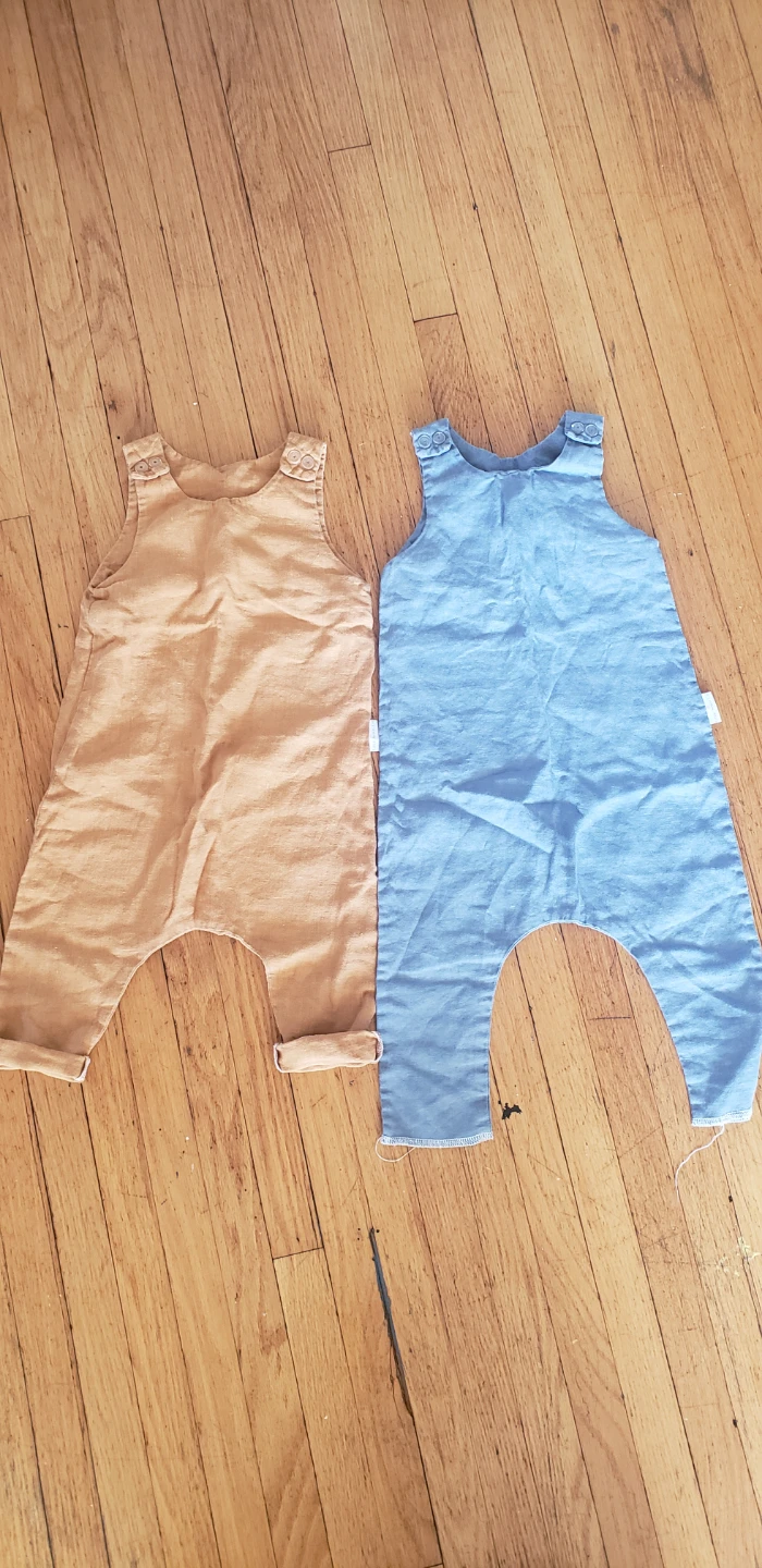 Baby Rompers - Tan and Blue