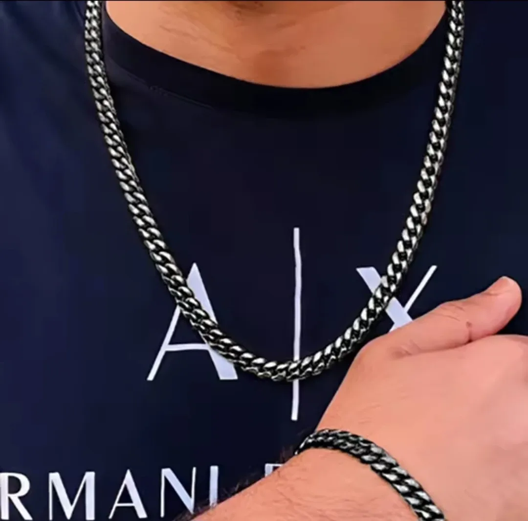 Silver Chain Necklace & Bracelet Set