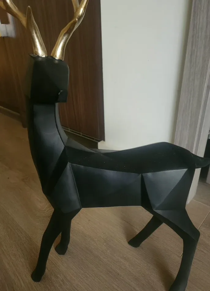 Black Geometric Deer holiday decor/statue