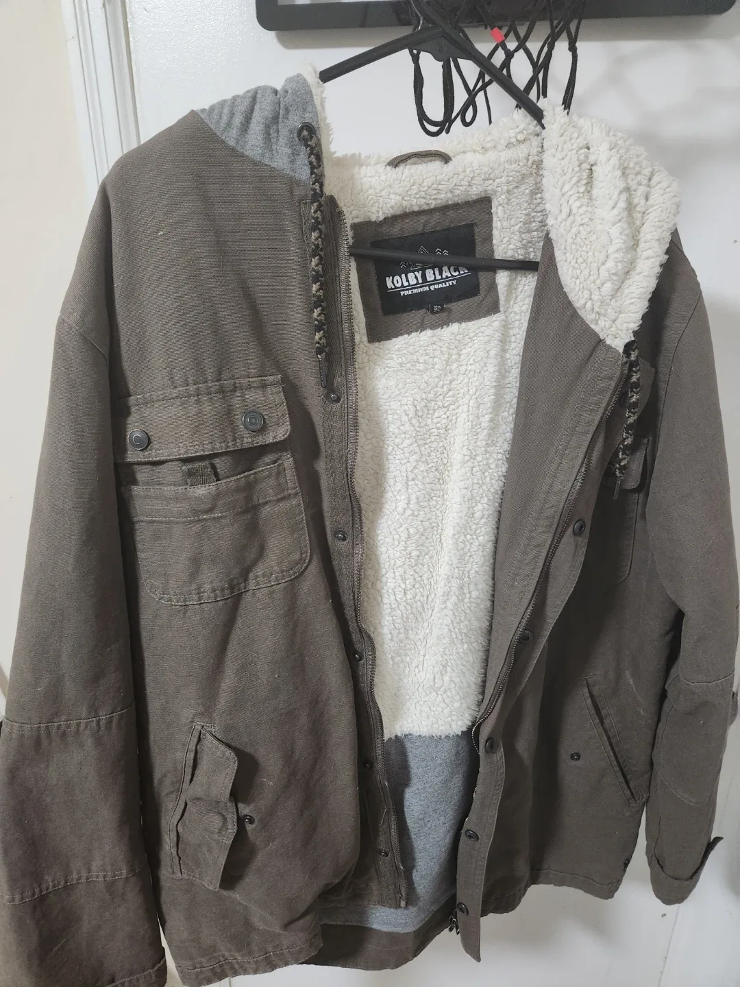 Kolby Black Sherpa Lined Jacket - Size 50