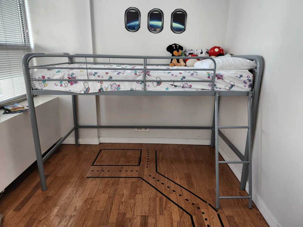 DHP Junior Loft Bed Frame with Ladder, Silver  +  Mattress - photo 2