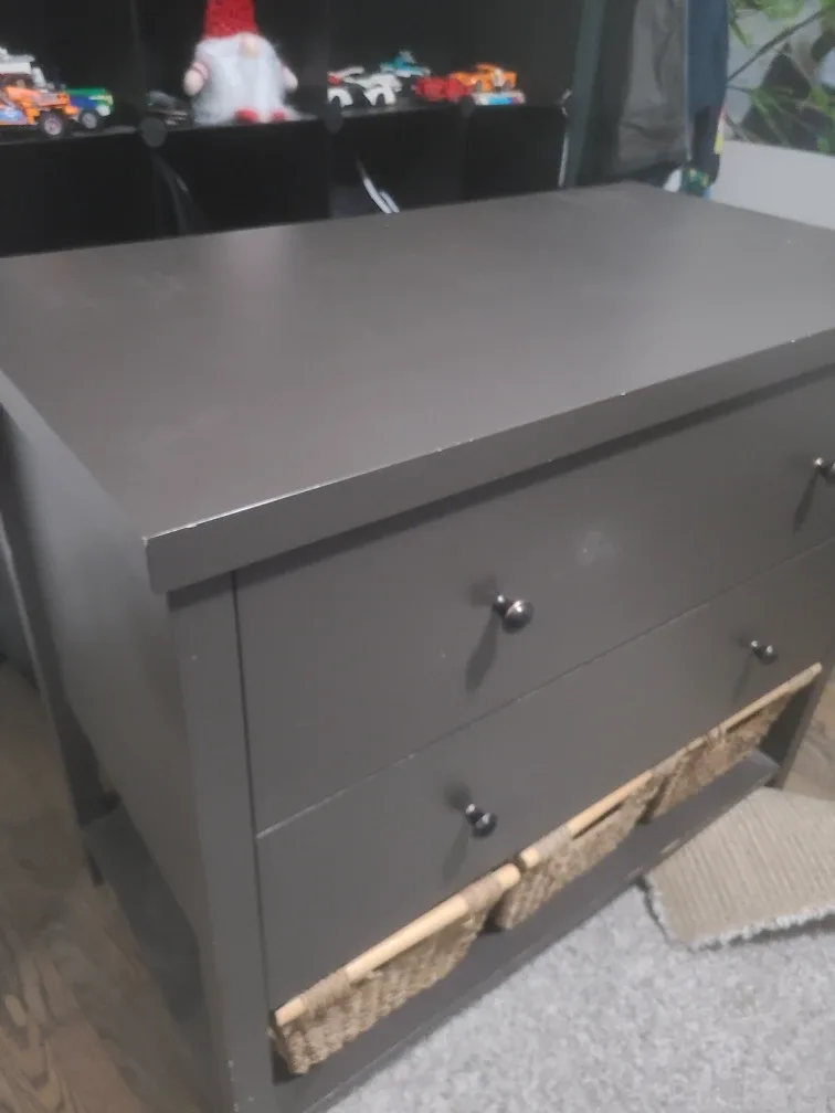 Brown Dresser with Baskets