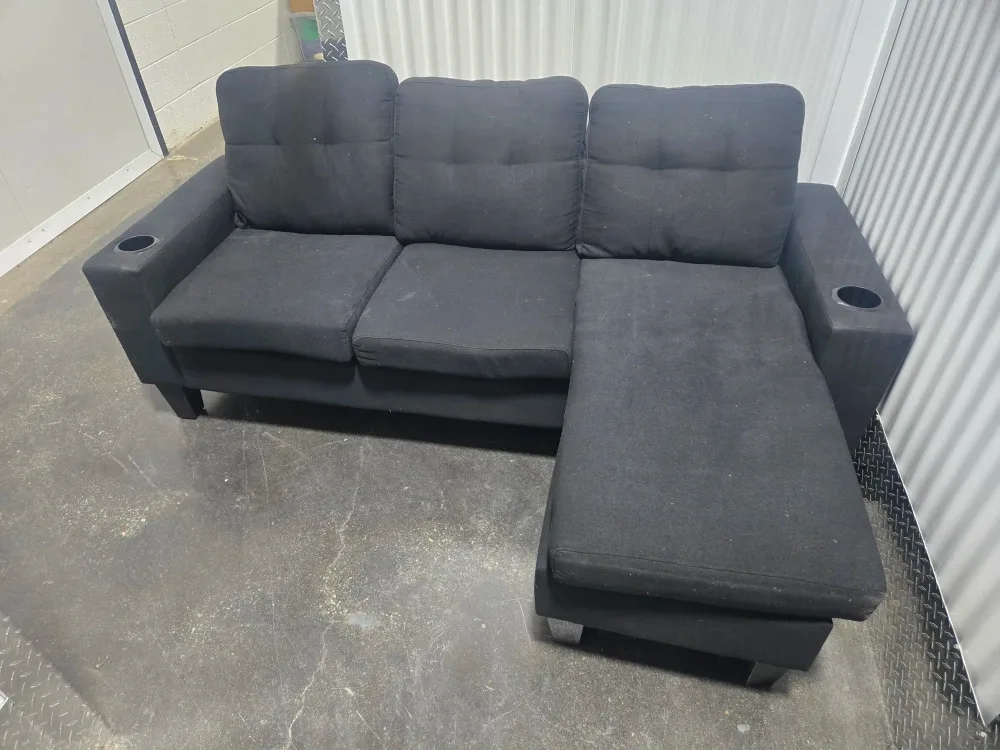 Black Sectional Sofa with Chaise Lounge