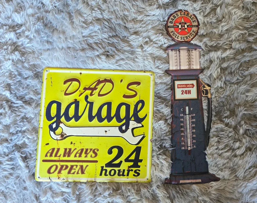 Dad's Garage Sign & Gas Pump Thermometer
