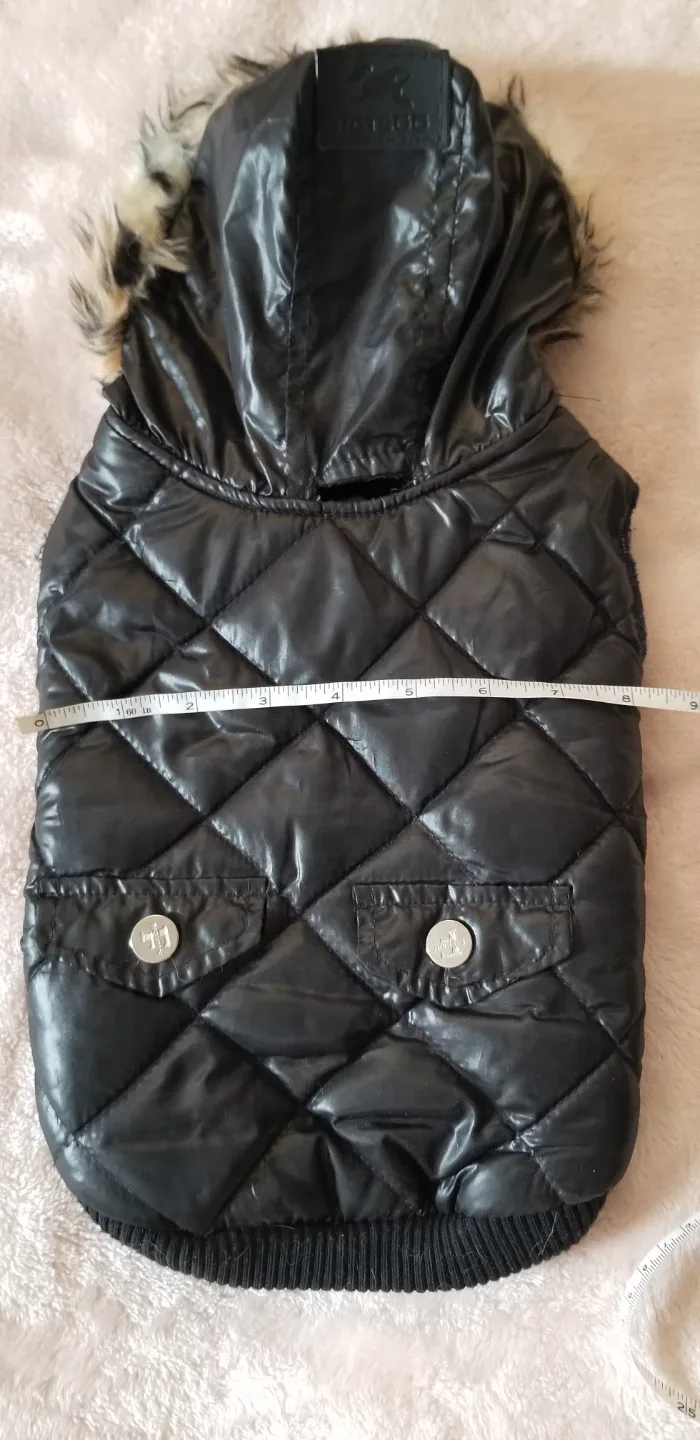 Bebe Black Puffer Dog Vest with Hood image indicator(2)