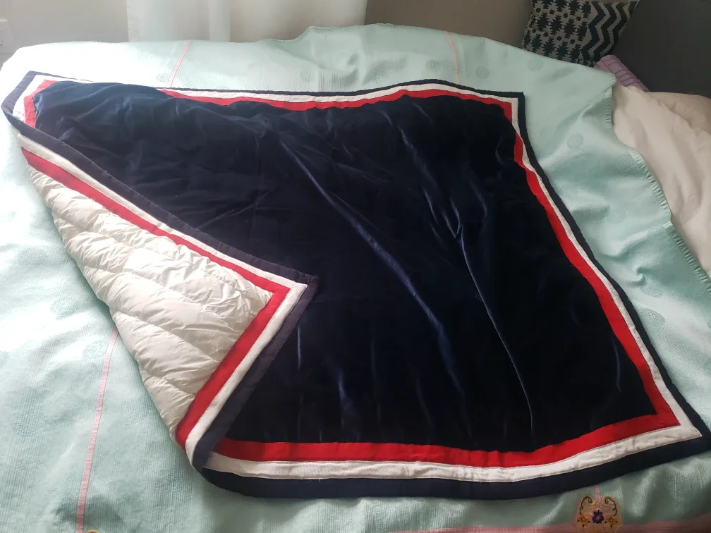 Moncler White Padded Blanket-Navy velvet image indicator(3)