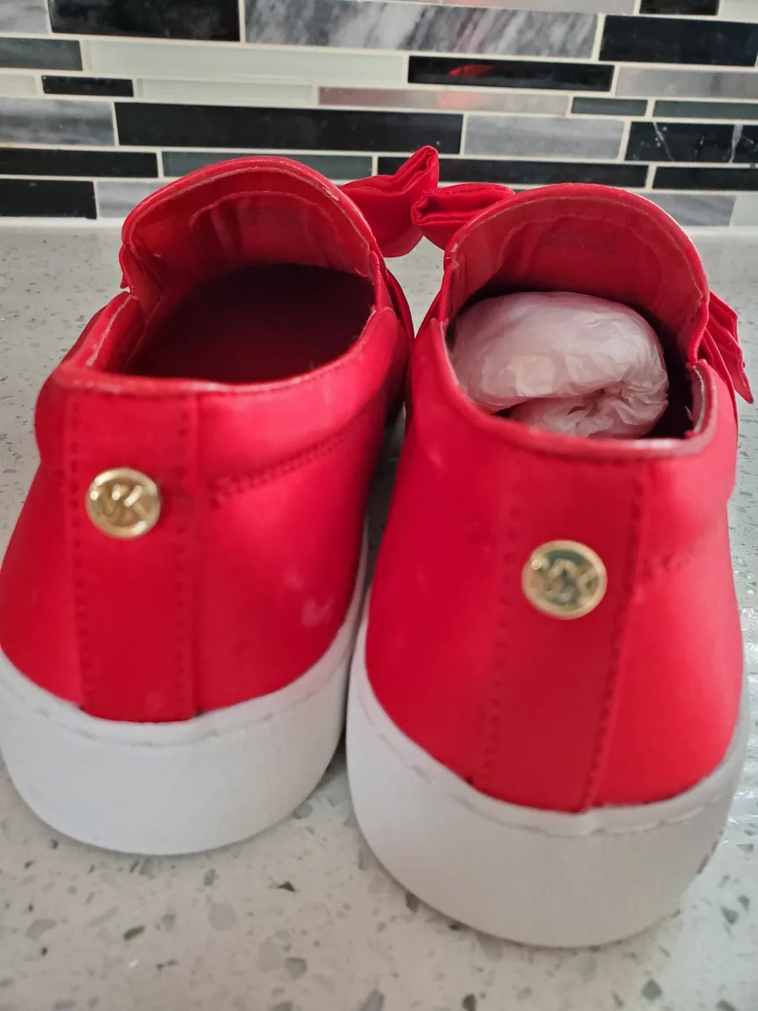 Michael Kors Red Slip On Shoes image indicator(2)