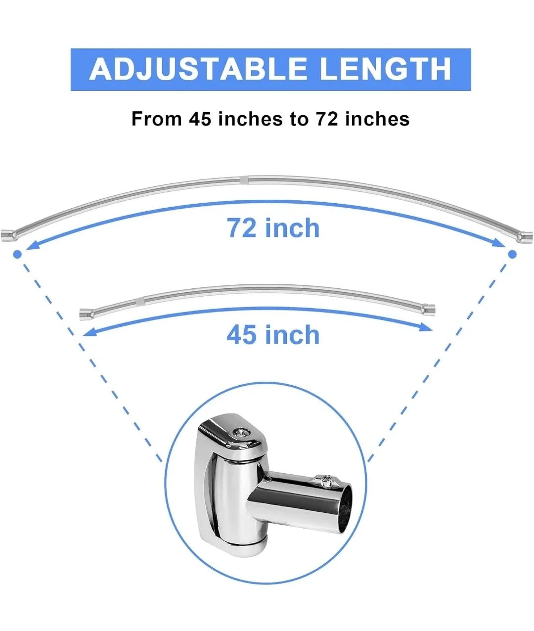 Curved Shower Curtain Rod, Adjustable 45-72 Inches - NEW image indicator(5)