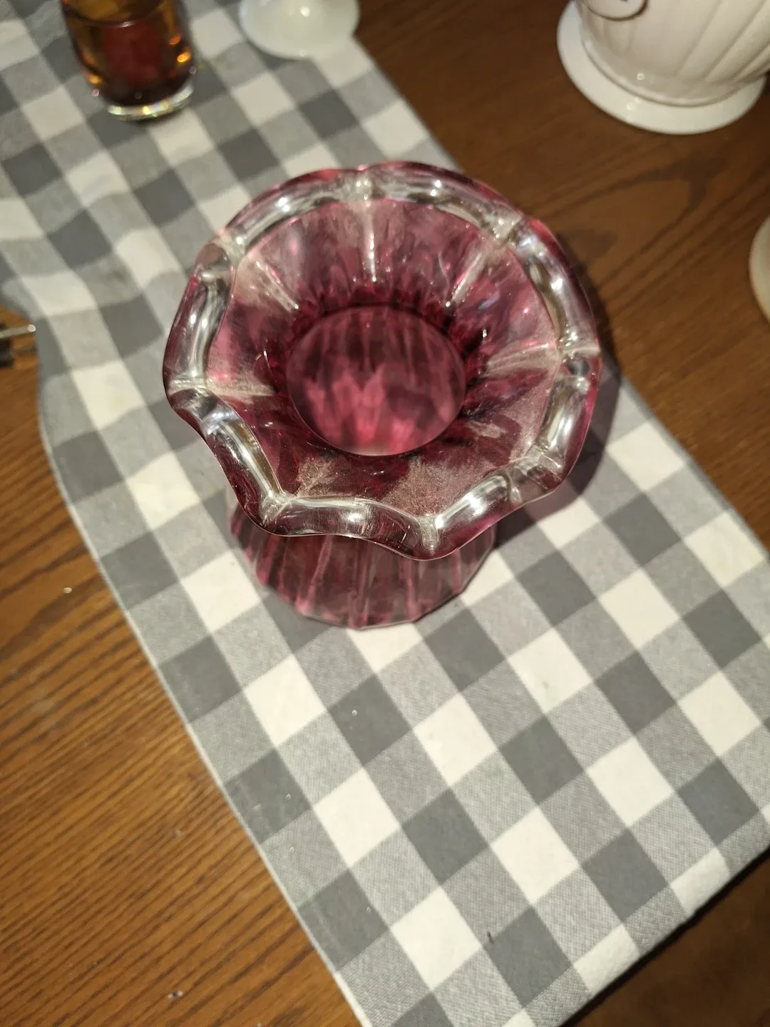 Vintage cranberry Glass Vase image indicator(2)