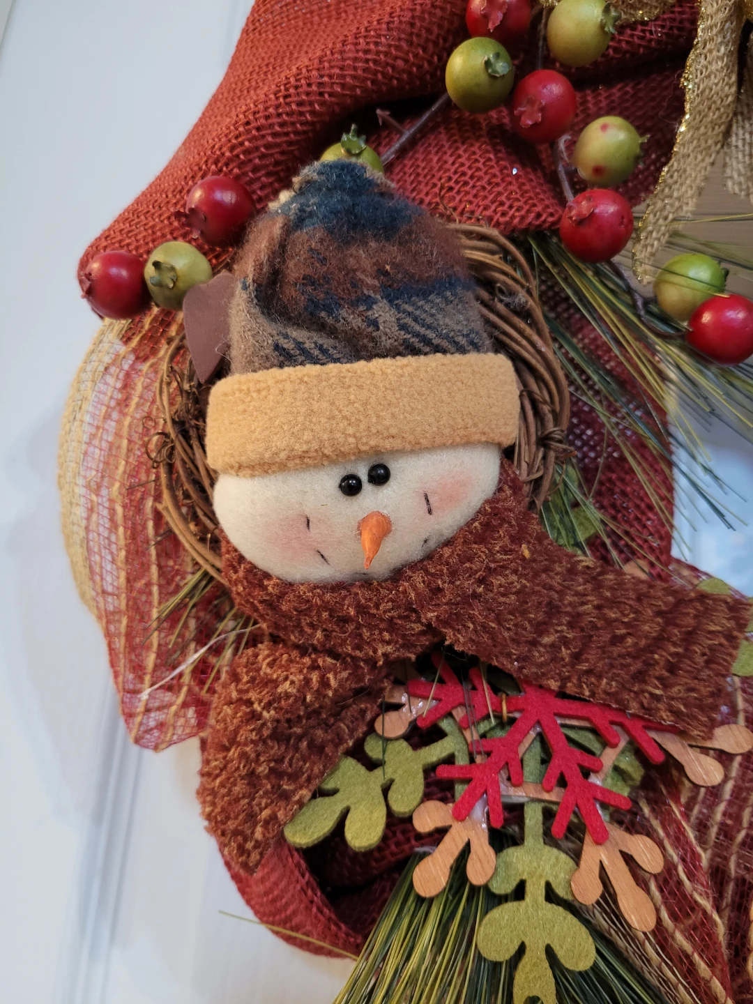 Handmade Wreath w/ Owls, Snowman 16" - photo 4