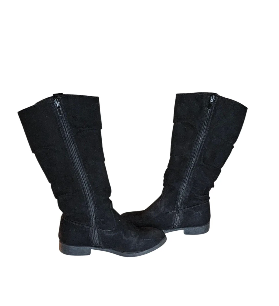 Tessa Black Faux Suede Tall Zippered Boots - Girls Size 13M image indicator(6)