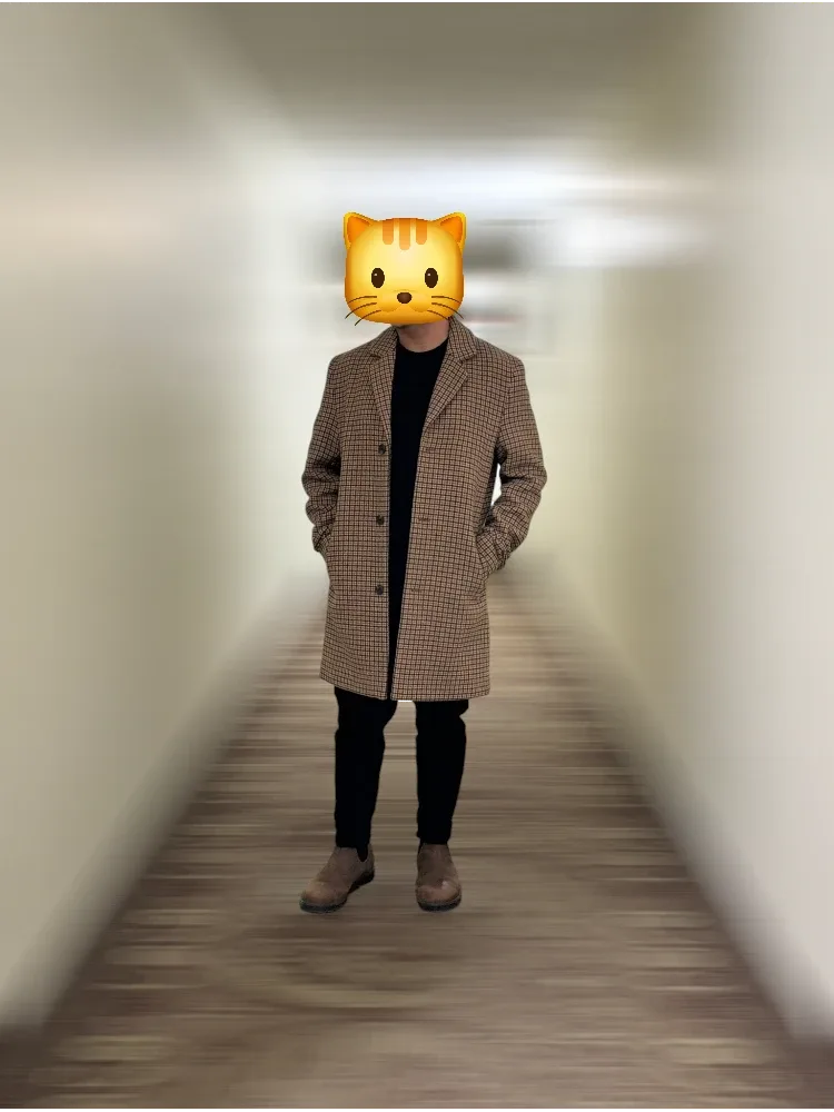 Jack n Jones wool look overcoat in brown plaid