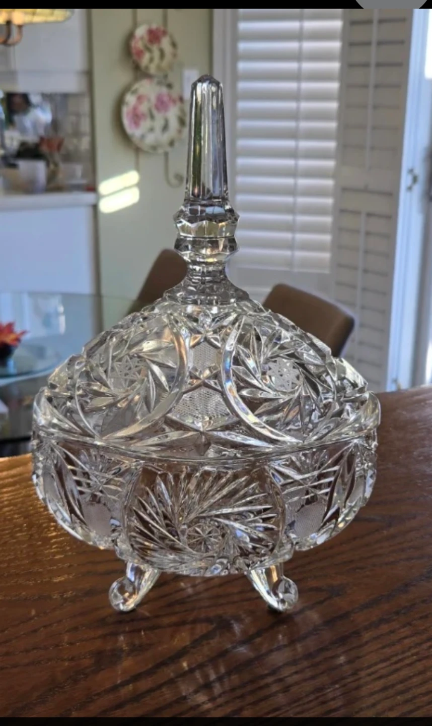 Vintage Crystal Candy Dish with Lid - photo 2