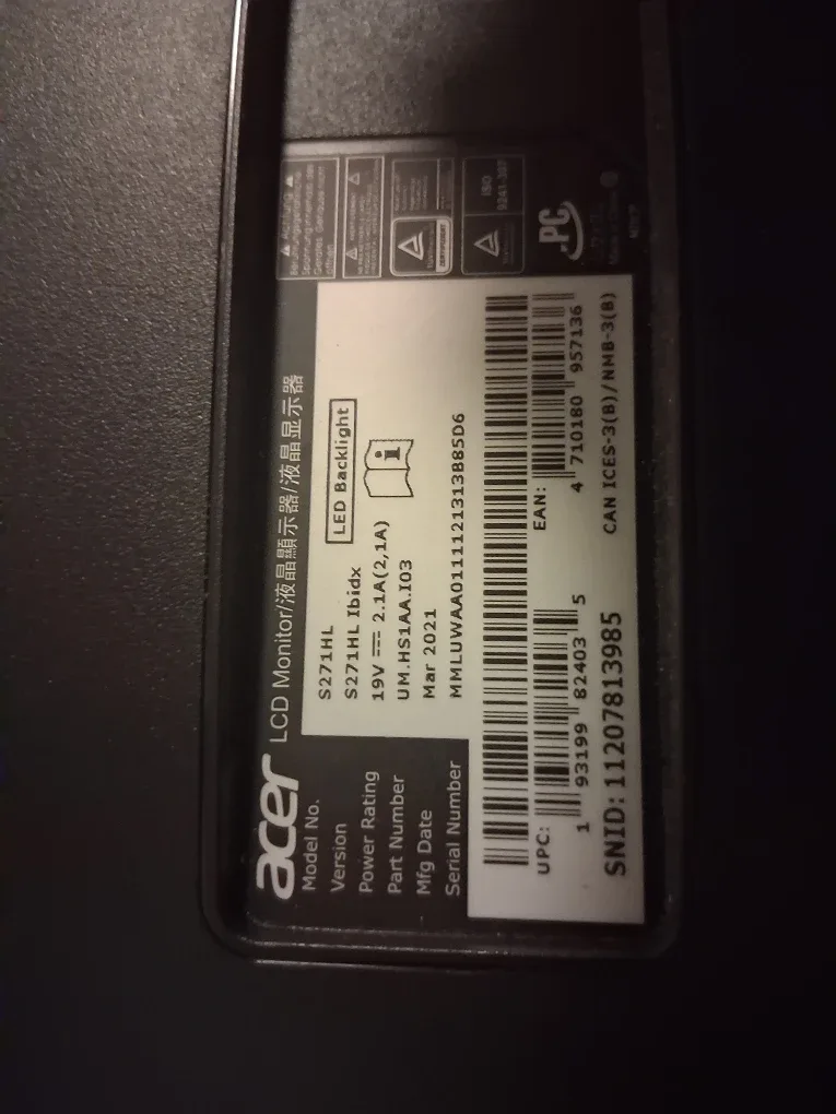Acer S271HL Ibdix 27" LCD Monitor image indicator(2)