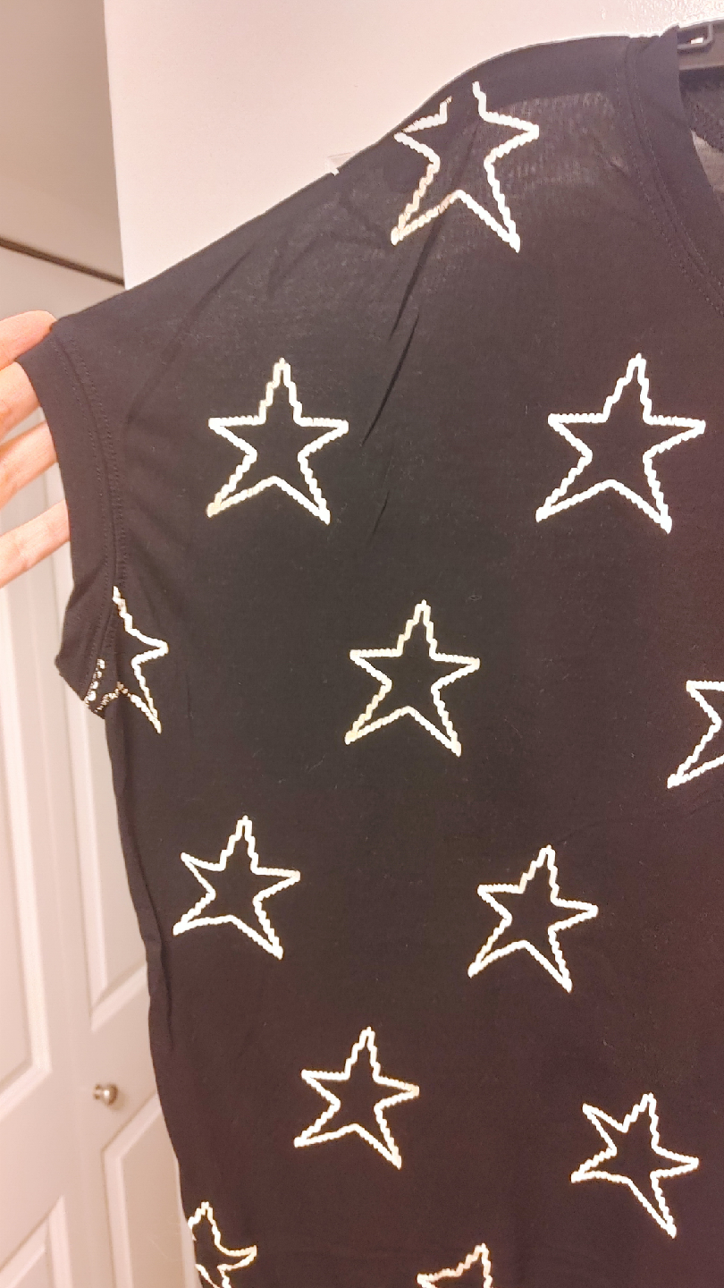 Black Star Print T-Shirt size Large - photo 2