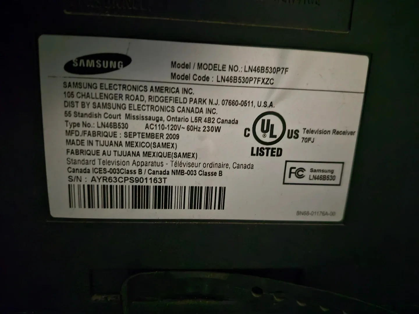 Samsung LN46B530 46-inch LCD TV image indicator(3)